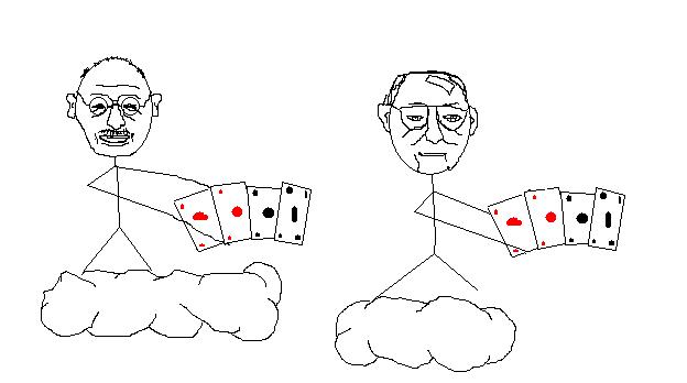 Filbinger beim Kartenspielen im Himmel mit seinem Freund Ghandi